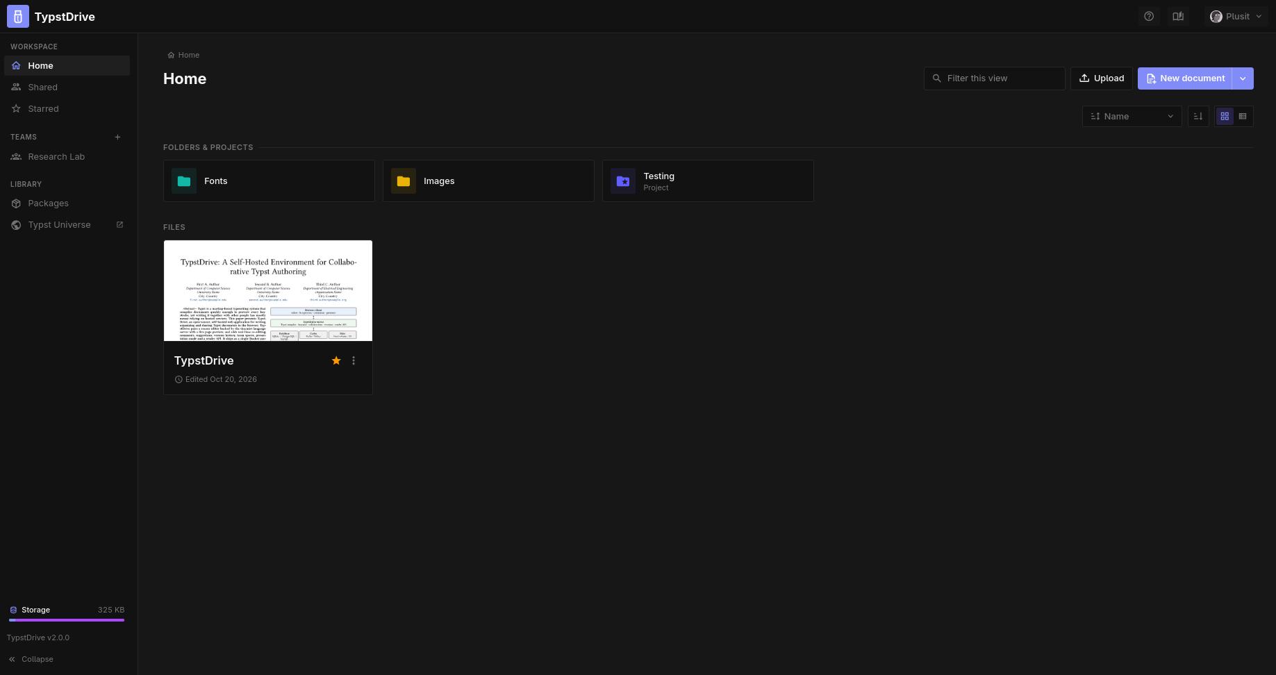 The drive with folders, documents and projects